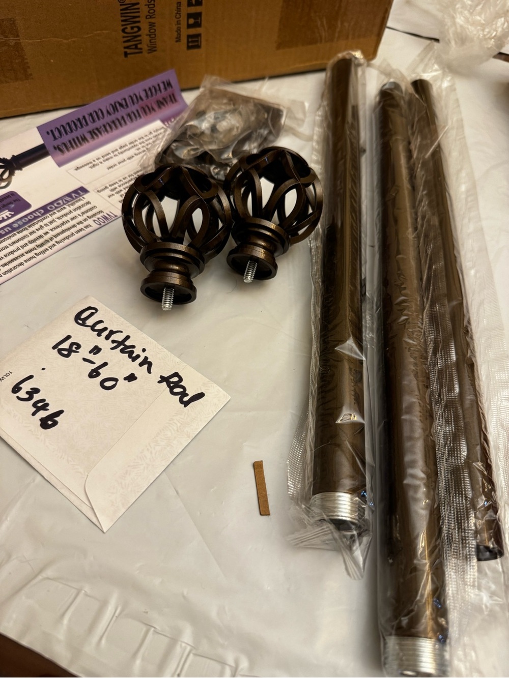 Decorative Curtain Rod Set with Cage Finials 18-60”